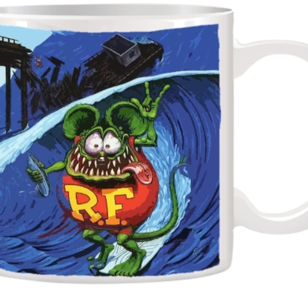 Colorful Surfing Rat Fink Cup Mug
